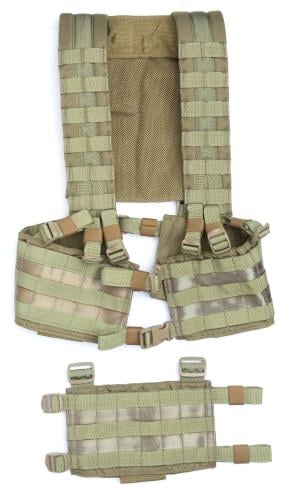 US MOLLE H Harness, Coyote Brown, Unissued. Can be adjusted to fit all sorts of people.